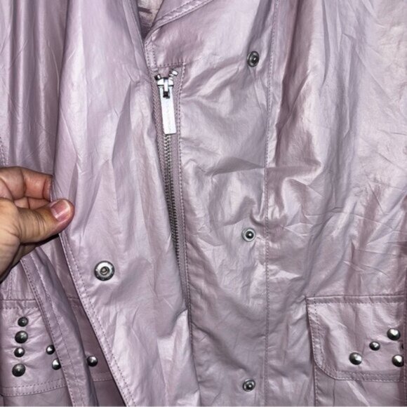 Via Spiga Women's Pinkest Rain Coat Studded Details Double Pockets Sash Spring - Picture 9 of 14